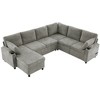 Merax Versatile U-Shaped Sectional Sofa with Pull-Out Bed, Storage Compartments, Built-in Power Sockets & Cup Holders - 4 of 4
