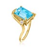 Ross-Simons 6.25 Carat Swiss Blue Topaz Ring With Lab-Grown Diamonds in 18kt Gold Over Sterling - 3 of 4