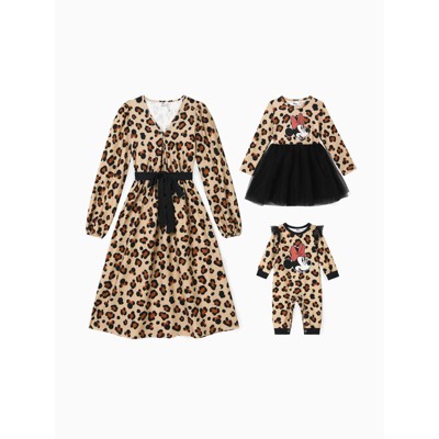 PATPAT Disney Mickey and Friends Mommy and Me Sweet Girls' Leopard Dress Set