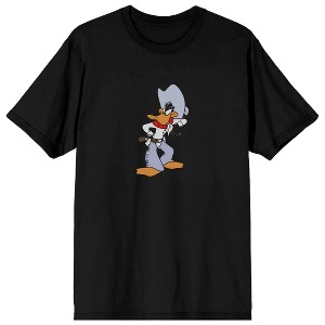 Looney Tunes Cowboy Daffy Duck Crew Neck Short Sleeve Men's Black T-shirt - 1 of 3