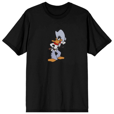 Looney Tunes Cowboy Daffy Duck Crew Neck Short Sleeve Men's Black T ...