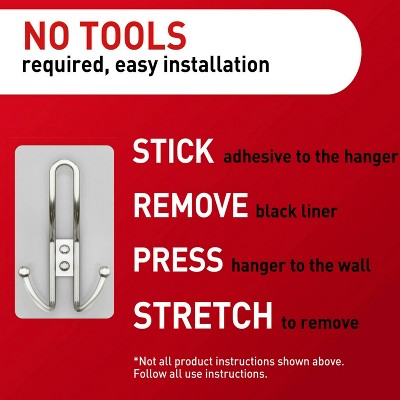 X-Large Satin Nickel Triple Hook with Adhesive Strips