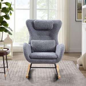 Modern High-Back Rocking Chair with Teddy Fleece for Ultimate Comfort - 1 of 4