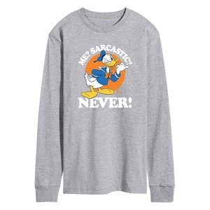 Men's - Disney - Donald Me Sarcastic Never Long Sleeve Graphic T-Shirt - 1 of 3