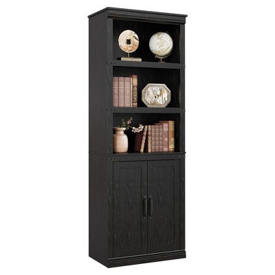 Book Case with Doors, 5 Tier Book Shelf with Cabinet, 68.7" Tall 5 Shelf Book Case for Living Room, Home Office