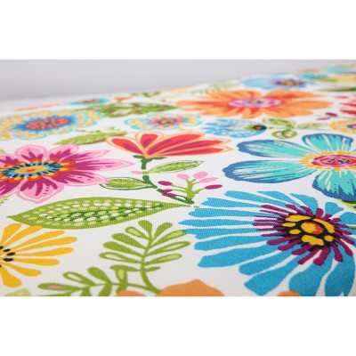 Bright Floral Multicolor Rectangular Outdoor Throw Pillows Set