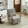 Modern Swivel Accent Chair, Upholstered Lounge Reading Chair with Solid Wood Arms, 360° Linen Blend Armchair for Living Room, Nursery-Koiai - 4 of 4