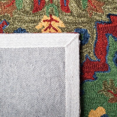 Heritage Red and Blue Hand-Tufted Wool Area Rug, 5' x 8'