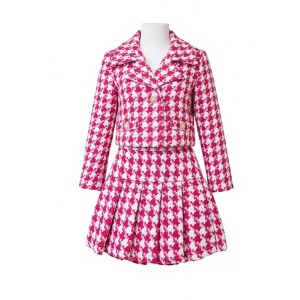 Pink Power Houndstooth Blazer And Pleated Skirt Set Mia Belle Girls - 1 of 4