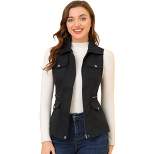 Allegra K Women's Zip-Up Sleeveless Cargo Utility Vest with Pockets