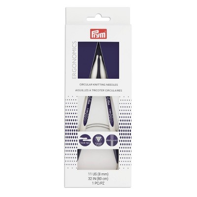 Prym 8mm Ergonomic Circular Knitting Needles: Plastic, White, 8.6" Length, Sewing Pins & Needles for Knitting