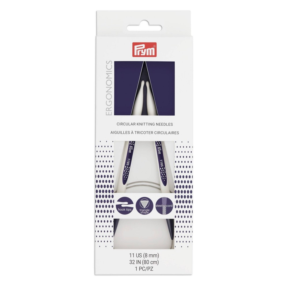 Prym 8mm Ergonomic Circular Knitting Needles: Plastic, White, 8.6" Length, Sewing Pins & Needles for Knitting