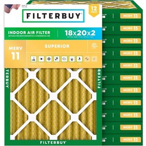 Filterbuy 18x20x2 Air Filter (12-Pack), Pleated MERV 11 Allergen Defense Replacement HVAC AC Furnace Filters (Actual Size: 17.50 x 19.50 x 1.75) - 1 of 4