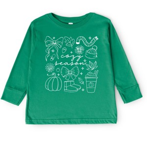 Cozy Season Coquette Icons - Toddler Long Sleeve Graphic Tee and Youth Long Sleeve Graphic T-Shirt - 1 of 3
