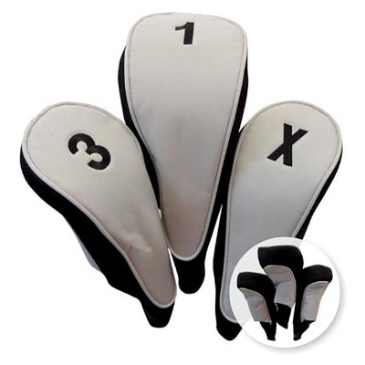 JP Lann HI-Tech Contour Golf Headcover Set 1-3-X Silver / Black
