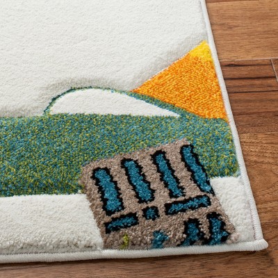 Off-White Kids Airplane Rectangular Synthetic Area Rug
