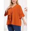 Agnes Orinda Women's Ruffle Smocked Short Sleeve V Neck Casual Summer Blouses - 2 of 4
