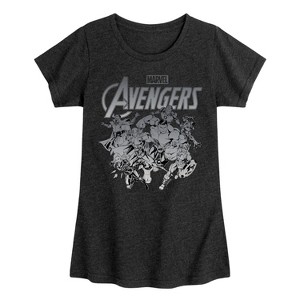 Girls' - Marvel - Avengers Group Logo Fitted Short Sleeve Graphic T-Shirt - 1 of 4