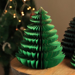 SEVOBAL Tree Ornaments Handmade Vividly Green Paper Tree, Sustainable Festive Decor for Christmas and Holiday Displays, Green, 11.62"*11.62"*14" - 1 of 4