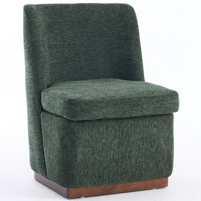 YOUNIKE Square Accent Chair Modern Upholstered Living Room Chair Armless Casual Lounge Chair Leisure Sofa Chair, Ash Wood Base, Boucle Velvet
