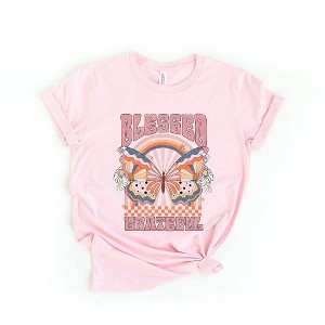 Simply Sage Market Women's Blessed Grateful Butterfly Short Sleeve Graphic Tee - 1 of 4