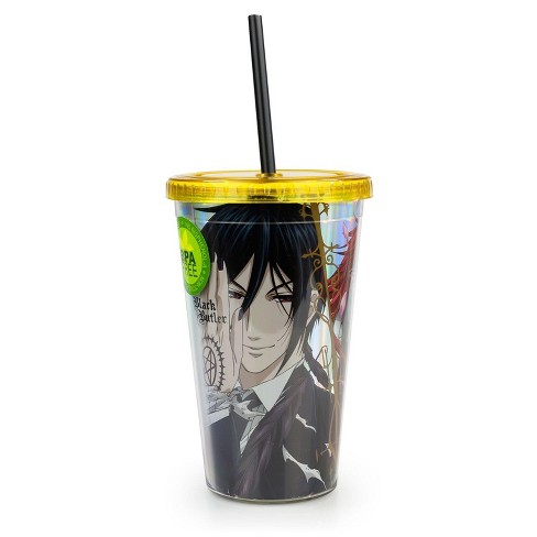 Just Funky Black Butler Sebastian Foil Print 16oz Carnival Cup w/ Lid &  Straw