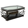 DOMETOUR Cocktail Table, Glass table top, MDF W/marble paper middle shelf, powder coat finish metal legs. (52Lx32Wx20.3H) - 2 of 4