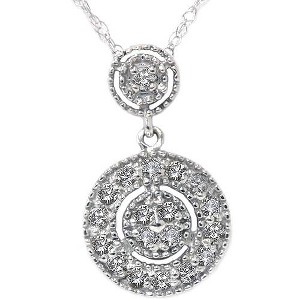 Pompeii3 1/4ct Diamond Halo Dangle Pendant White Gold - 1 of 4