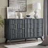 SinCiDo Fluted Dresser, Modern Drawer Chest w/ Faux Marble Top & Curved Profile, Wood Drawer for Hallway, Bedroom, Entryway - 3 of 4