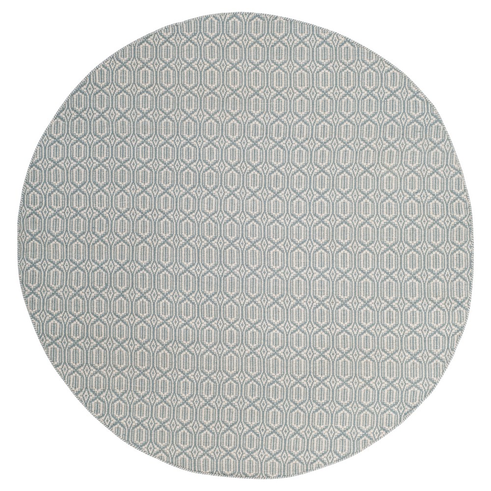 Ivory/Blue Geometric Flatweave Woven Round Area Rug 6' - Safavieh