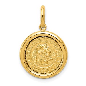 Black Bow Jewelry 14k Yellow Gold Round St Christopher Medal Charm or Pendant, 15mm - 1 of 4