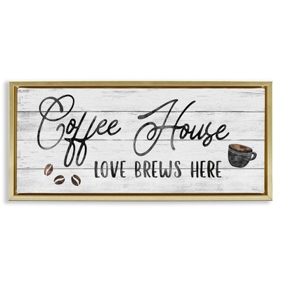Stupell Industries Coffee House Love Brews Here, 25" x 11"