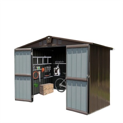 Maggift Deck Boxes Durable, Horizontal Compact Storage Shed for Garden, Backyard, Patio, Closet Deck Box, Brown, 118.43"*95.12"*76.57"