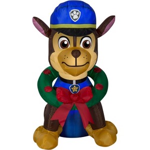 Gemmy Christmas Airblown Inflatable Chase with Wreath, 3 ft Tall, Blue - 1 of 3