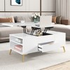Modern Lift Top Coffee Multi Functional Table With Drawers, 47.24'' Rectangle Coffee MDF Table Top Gold Legs Base - 4 of 4