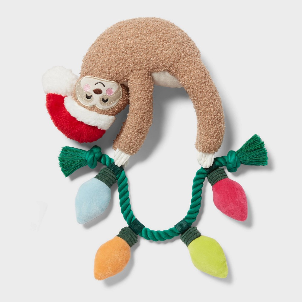 18" Santa Sloth Plush Rope Dog Toy - Wondershop™