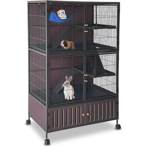 Coucheta 3-Tier Rolling Small Animal Cage - Large Metal Enclosure with Lockable Doors, Ramps & Hammock for Ferrets, Chinchillas and More - 1 of 4