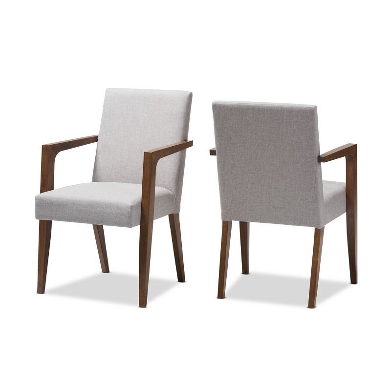 Set of 2 Andrea Mid - Century Modern Upholstered Wooden Armchair - Grayish Beige - Baxton Studio, 1 of 8