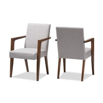 Set of 2 Andrea Mid - Century Modern Upholstered Wooden Armchair - Grayish Beige - Baxton Studio