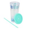 Gibson Home Tropical Sway Orleans 6 Pc 24 Oz Double Wall Portable Plastic Tumbler Set with Lid & Straw in Blue - 3 of 4