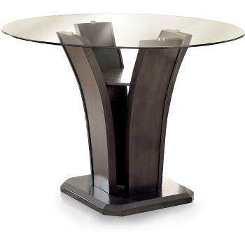 HOMES: Inside + Out Wright II Beveled Glass Round Counter Height Table - Gray