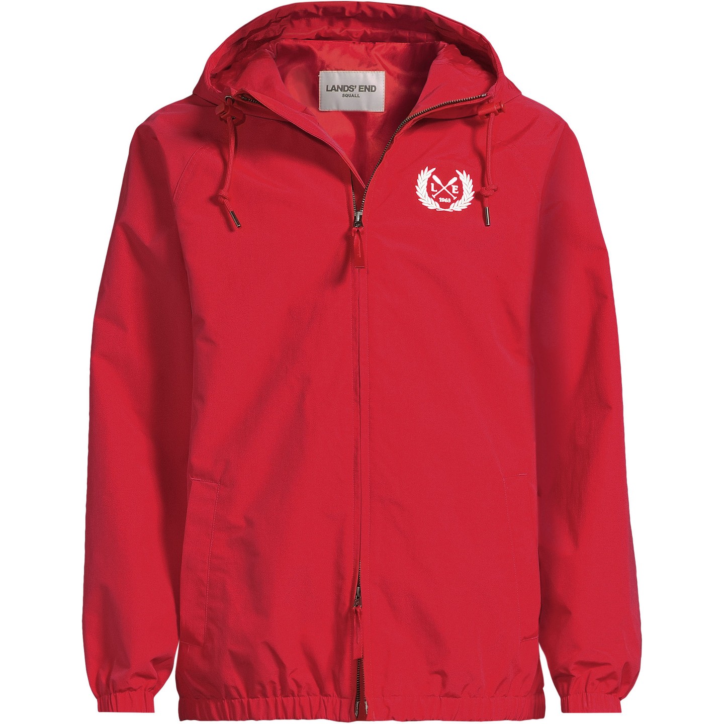 Мужская куртка Lands' End Squall Varsity Jacket - Small - Compass Red/White, цвет: Красный — фото 3
