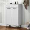 vidaXL Shoe Rack Solid Pine Wood and Metal, Rectangular - White - 2 of 4