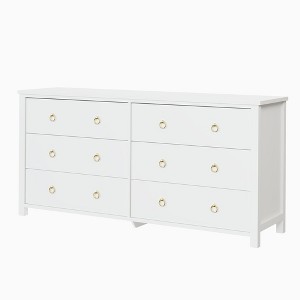 3/6/7 Drawer Dresser Chest, MDF Wood Storage Cabinet, White/Black - 1 of 4