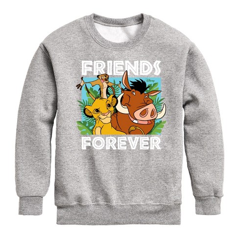 Boys' - Disney - Simba Pumbaa, & Timon Graphic Long Sleeve Fleece Sweatshirt - image 1 of 4