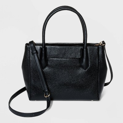 Zip Closure Satchel Handbag - A New Day™ Black