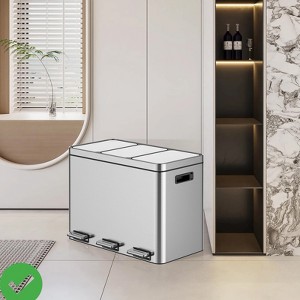 Gallon Kitchen Trash Can Classified Compartment Rubbish Bin with Soft-Close Lid Stainless Steel Waste Bin - 1 of 4