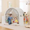 Costway Indoor Playhouse with Storage Wooden Kids Play Tent with Curtain Shades & 8 Cubbies - 2 of 4