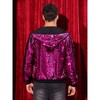 Lars Amadeus Men's Long Sleeves Zip Up Sparkle Metallic Sequins Hoodie Jackets - 3 of 4