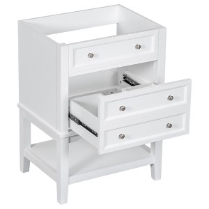 TOBILI 24" Bathroom Vanity Without Sink, Base Only, Solid Wood Frame, Bathroom Storage Cabinet with Drawer and Open Shelf, White - 1 of 4